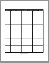 Printable Blank Monthly Calendar (Portrait)